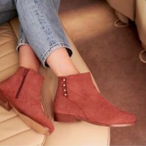 Sezane Low Paula Suede Boots Dusty Rose Size 39